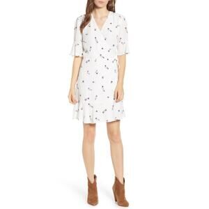 Rails Aimee White Floral Wrap Mini Dress Large